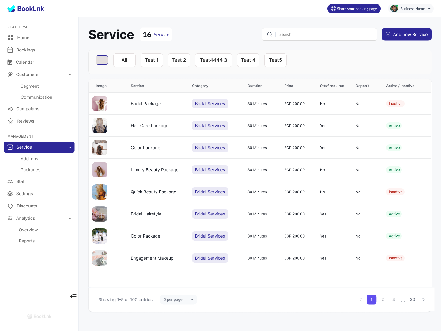 Build a complete service & add-on catalogue